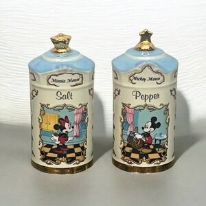 Vintage Disney Lenox Mickey Minnie Mouse Salt Pepper Shaker Set Ivory 1997
